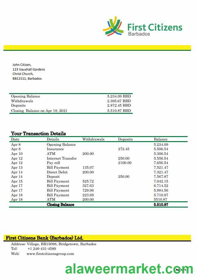 Barbados first citizens bank statement